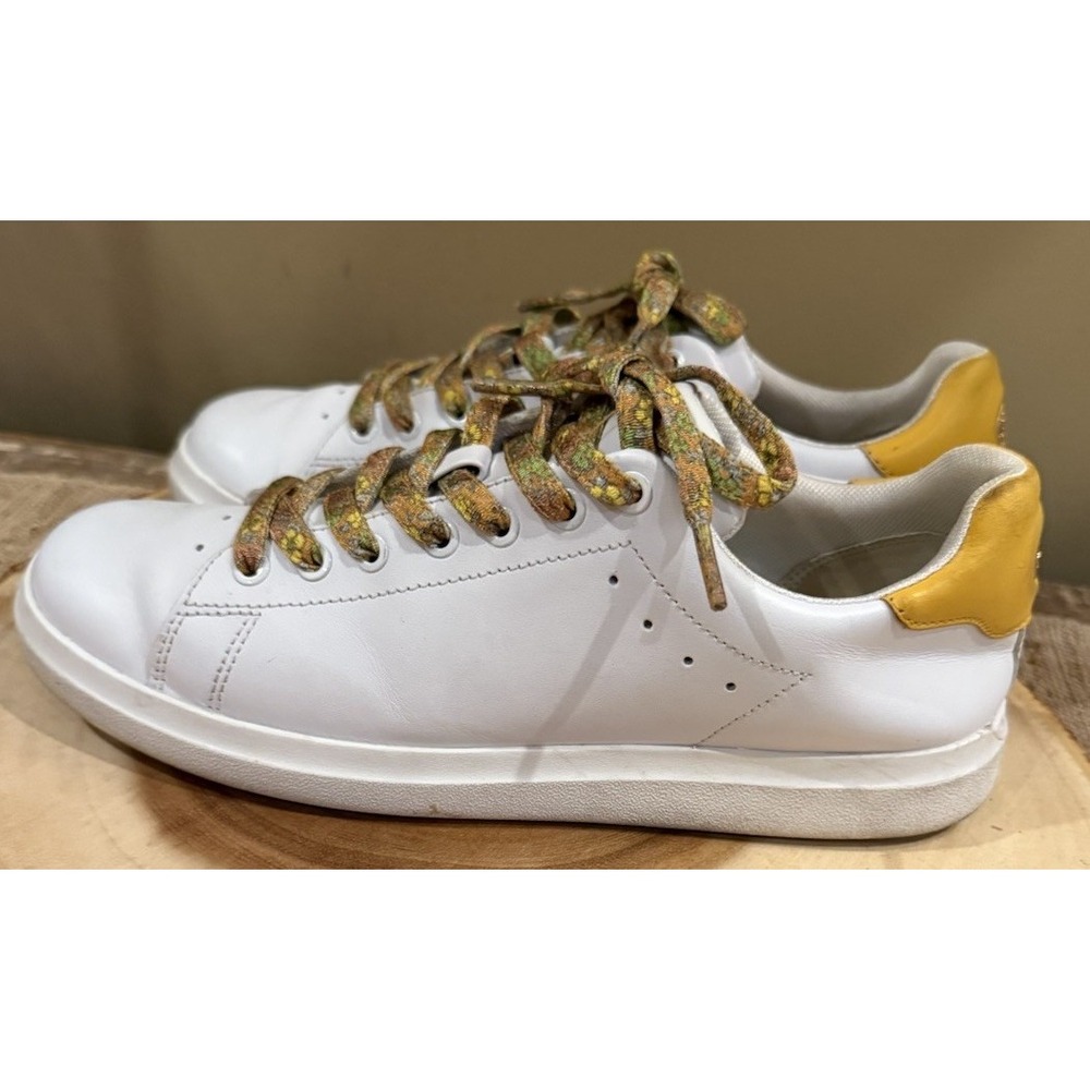 Tory Burch Howell Court White GoldFinch White Yellow Leather Sneakers 7.5